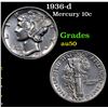 Image 1 : 1936-d Mercury Dime 10c Grades AU, Almost Unc