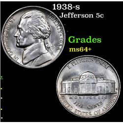 1938-p Jefferson Nickel 5c Grades Choice+ Unc