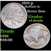 Image 1 : 1921-p Buffalo Nickel 5c Grades vf details