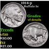 Image 1 : 1914-p Buffalo Nickel 5c Grades vf details