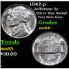 Image 1 : 1942-p Jefferson Nickel 5c Grades Choice+ Unc