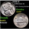 Image 1 : 1938-d Jefferson Nickel 5c Grades Choice+ Unc