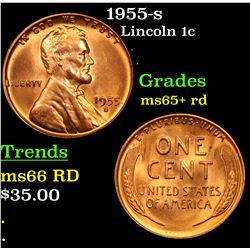 1955-s Lincoln Cent 1c Grades Gem+ Unc RD