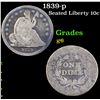 Image 1 : 1839-p Seated Liberty Dime 10c Grades g+