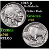 Image 1 : 1918-p Buffalo Nickel 5c Grades vf+
