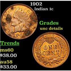 1902 Indian Cent 1c Grades Unc Details