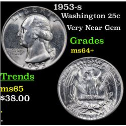 1953-s Washington Quarter 25c Grades Choice+ Unc