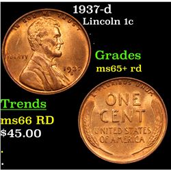 1937-d Lincoln Cent 1c Grades Gem+ Unc RD