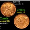 Image 1 : 1937-d Lincoln Cent 1c Grades Gem+ Unc RD