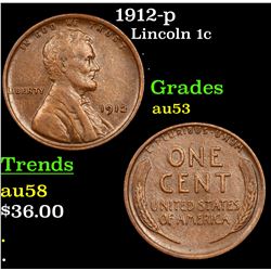 1912-p Lincoln Cent 1c Grades Select AU