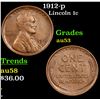 Image 1 : 1912-p Lincoln Cent 1c Grades Select AU