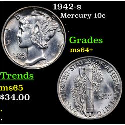1942-s Mercury Dime 10c Grades Choice+ Unc