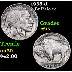 1935-d Buffalo Nickel 5c Grades xf+