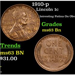 1910-p Lincoln Cent 1c Grades Select Unc BN