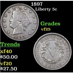 1897 Liberty Nickel 5c Grades vf+