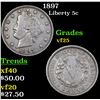 Image 1 : 1897 Liberty Nickel 5c Grades vf+