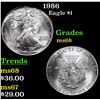 Image 1 : 1986 Silver Eagle Dollar $1 Grades GEM+++ Unc
