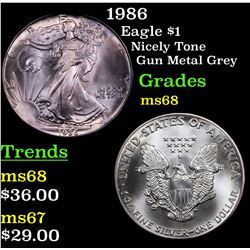 1986 Silver Eagle Dollar $1 Grades GEM+++ Unc