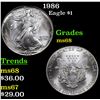 Image 1 : 1986 Silver Eagle Dollar $1 Grades GEM+++ Unc