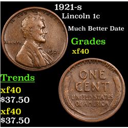 1921-s Lincoln Cent 1c Grades xf