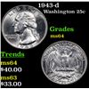 Image 1 : 1943-d Washington Quarter 25c Grades Choice Unc