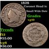 Image 1 : 1828 Coronet Head Large Cent 1c Grades vg+