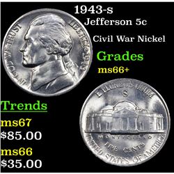 1943-s Jefferson Nickel 5c Grades GEM++ Unc