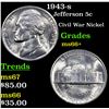 Image 1 : 1943-s Jefferson Nickel 5c Grades GEM++ Unc