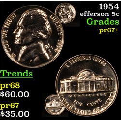 1954 Jefferson Nickel 5c Grades GEM++ Proof