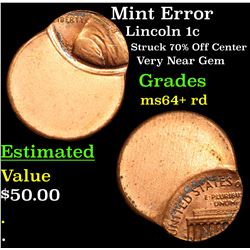 Mint Error Lincoln Cent 1c Grades Choice+ Unc RD