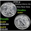 Image 1 : 1941-p Walking Liberty Half Dollar 50c Grades Choice+ Unc