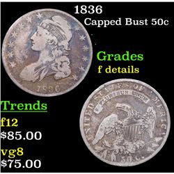 1836 Capped Bust Half Dollar 50c Grades f details