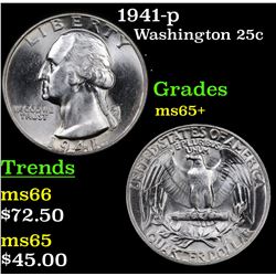 1941-p Washington Quarter 25c Grades GEM+ Unc