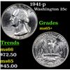 Image 1 : 1941-p Washington Quarter 25c Grades GEM+ Unc