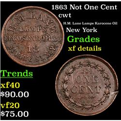 1863 Not One Cent Civil War Token 1c Grades xf details