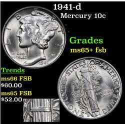 1941-d Mercury Dime 10c Grades GEM+ FSB