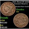 Image 1 : 1837 Head Of 1838 Coronet Head Large Cent 1c Grades f+