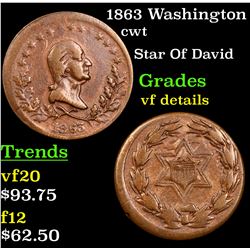 1863 Washington Civil War Token 1c Grades vf details
