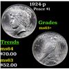 Image 1 : 1924-p Peace Dollar $1 Grades Select+ Unc