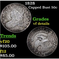 1828 Capped Bust Half Dollar 50c Grades vf details