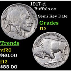 1917-d Buffalo Nickel 5c Grades f+