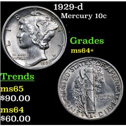 1929-d Mercury Dime 10c Grades Choice+ Unc