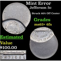 Mint Error Jefferson Nickel 5c Grades Select Unc+ 6fs