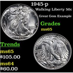 1945-p Walking Liberty Half Dollar 50c Grades GEM Unc