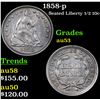 Image 1 : 1858-p Seated Liberty Half Dime 1/2 10c Grades Select AU
