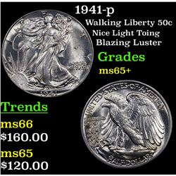 1941-p Walking Liberty Half Dollar 50c Grades GEM+ Unc
