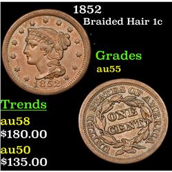1852 Braided Hair Large Cent 1c Grades Choice AU