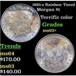 1885-o Rainbow Toned Morgan Dollar $1 Grades Select+ Unc