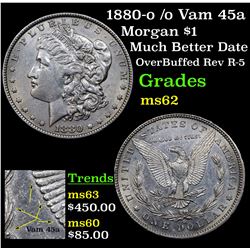 1880-o /o Vam 45a Morgan Dollar $1 Grades Select Unc