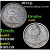 Image 1 : 1871-p Seated Liberty Half Dime 1/2 10c Grades BU+